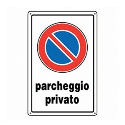 CARTELLO PLAST. MM.300X200 PARCHEGGIO PRIVATO ( DIVIETO SOSTA )