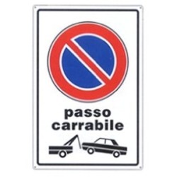 CARTELLO PLAST. MM.300X200 PASSO CARRABILE C/FIGURA