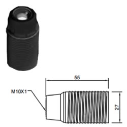 PORTALAMPADE FILETTATO E14 TERMOPLASTICA NERO ART.0194/N